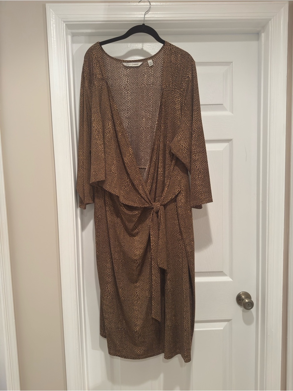 Avenue Brown Printed Tie-Front Midi Dress